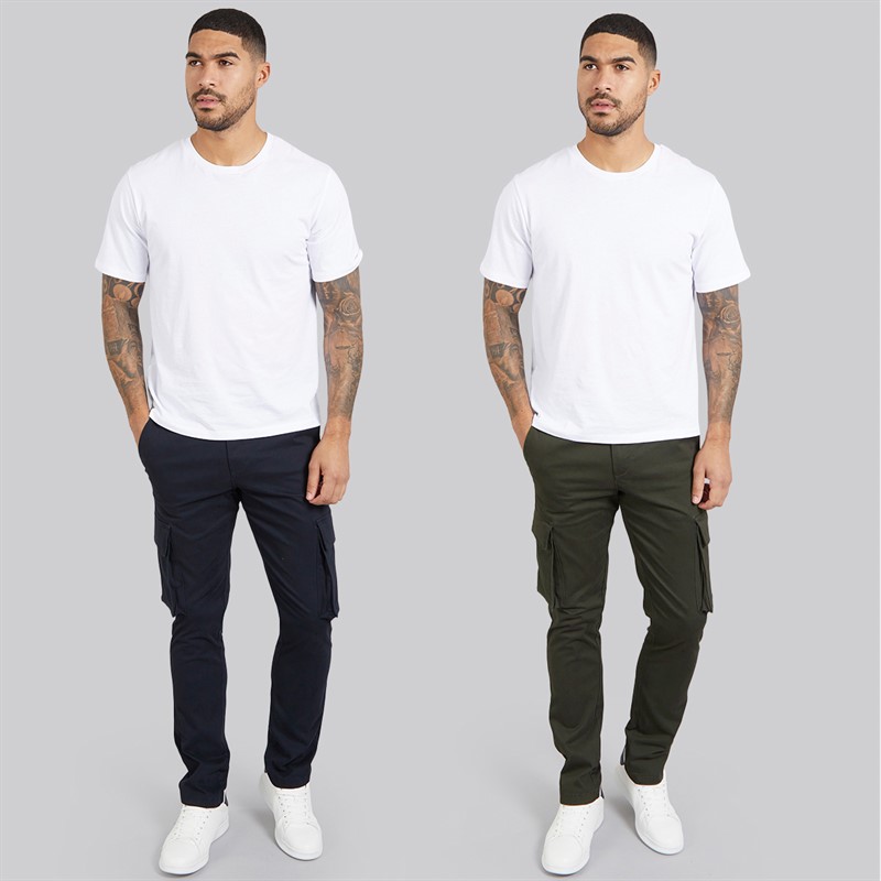 French Connection Mens Two Pack Cargos Pants Marine/Khaki