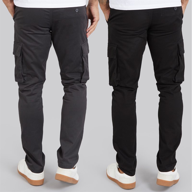 French Connection Mens Two Pack Cargos Pants Black/Charcoal