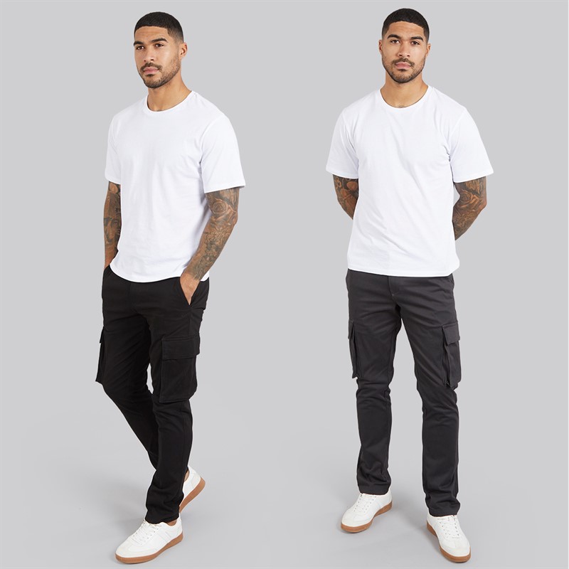 French Connection Mens Two Pack Cargos Pants Black/Charcoal