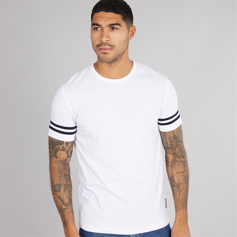 French Connection Mens Arm Stripes T-Shirt White/Marine