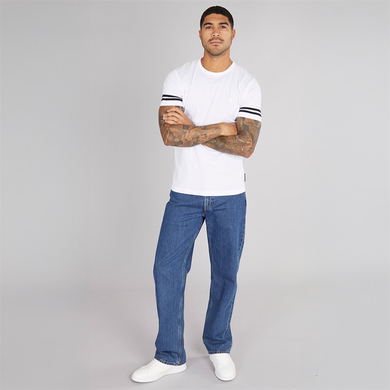 French Connection Mens Arm Stripes T-Shirt White/Marine