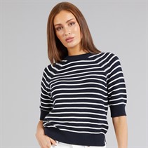French Connection Womens Mozart Stripe Jumper Midnight/White