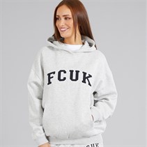 French Connection Womens FCUK Collegiate Hoodie Light Grey Melange/Midnight/White Lgt Grey Mel/Midnight/White