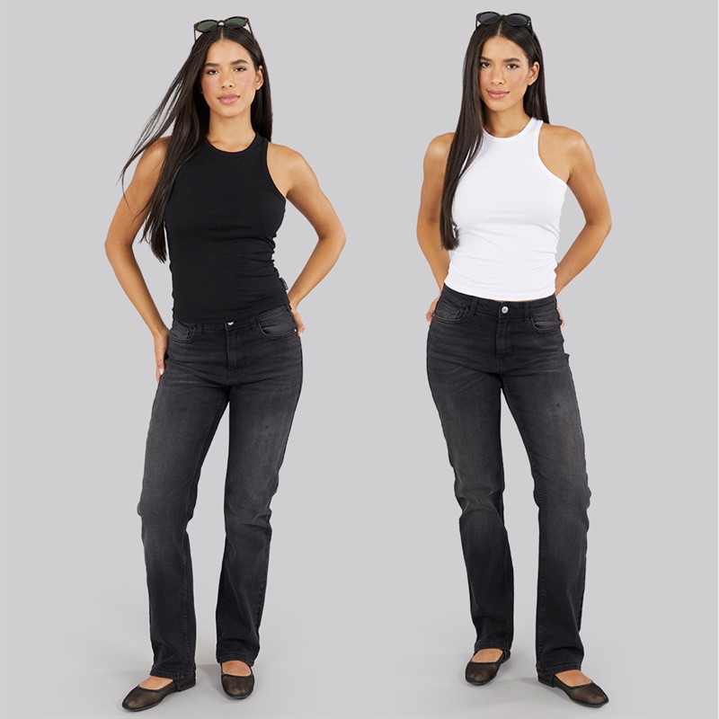 French Connection Womens Two Pack Racer Vests Black/White