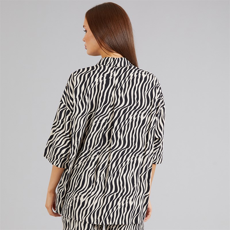 French Connection Womens Tiger Print Shirt Black/Classic Cream