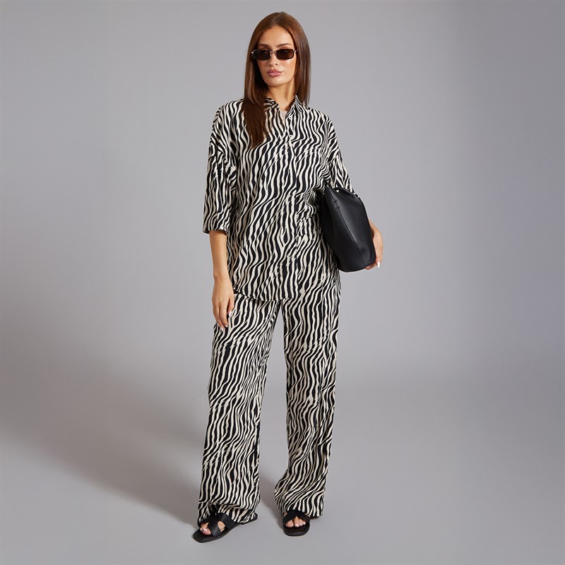 French Connection Womens Tiger Print Shirt Black/Classic Cream