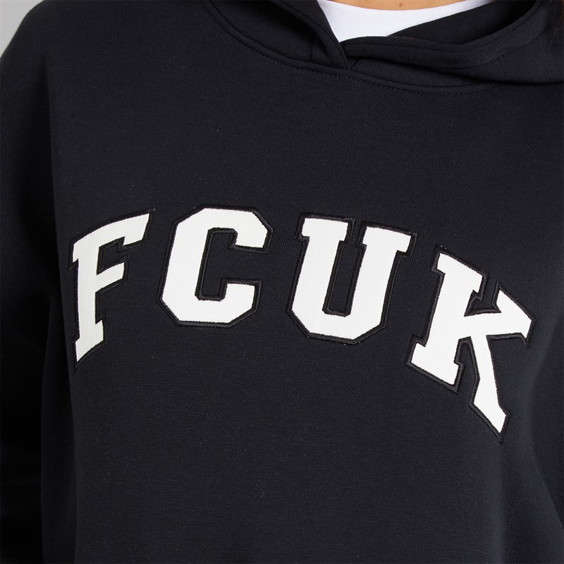 French Connection Womens FCUK Collegiate Hoodie Midnight/White/Black