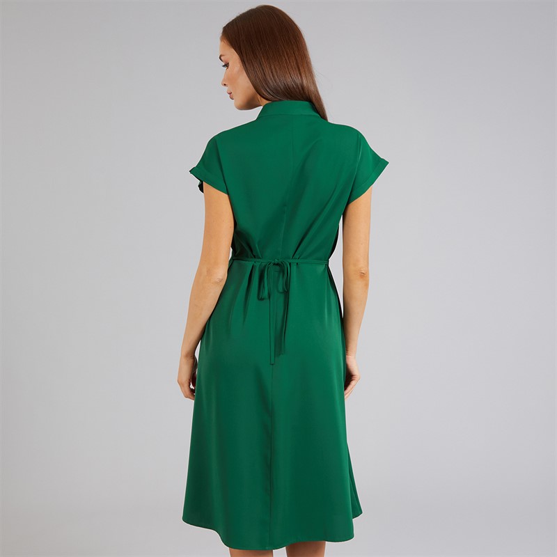 French Connection Womens Crepe V Neck Dress Jade Green