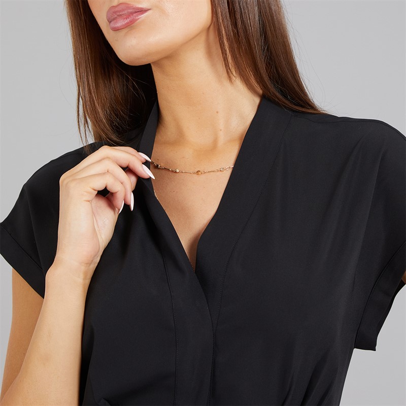 French Connection Womens Crepe V Neck Dress Black