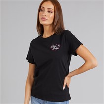 French Connection Womens C'est Si Bon T-Shirt Black/White/Raspberry
