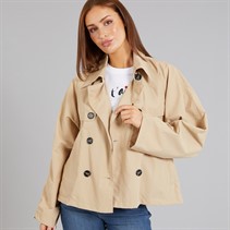 French Connection Womens Short Trench Jacket Light Stone Lgt Stone