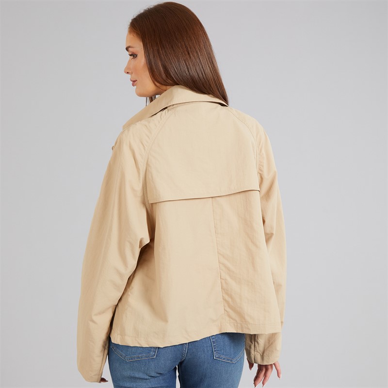 French Connection Womens Short Trench Jacket Light Stone Lgt Stone