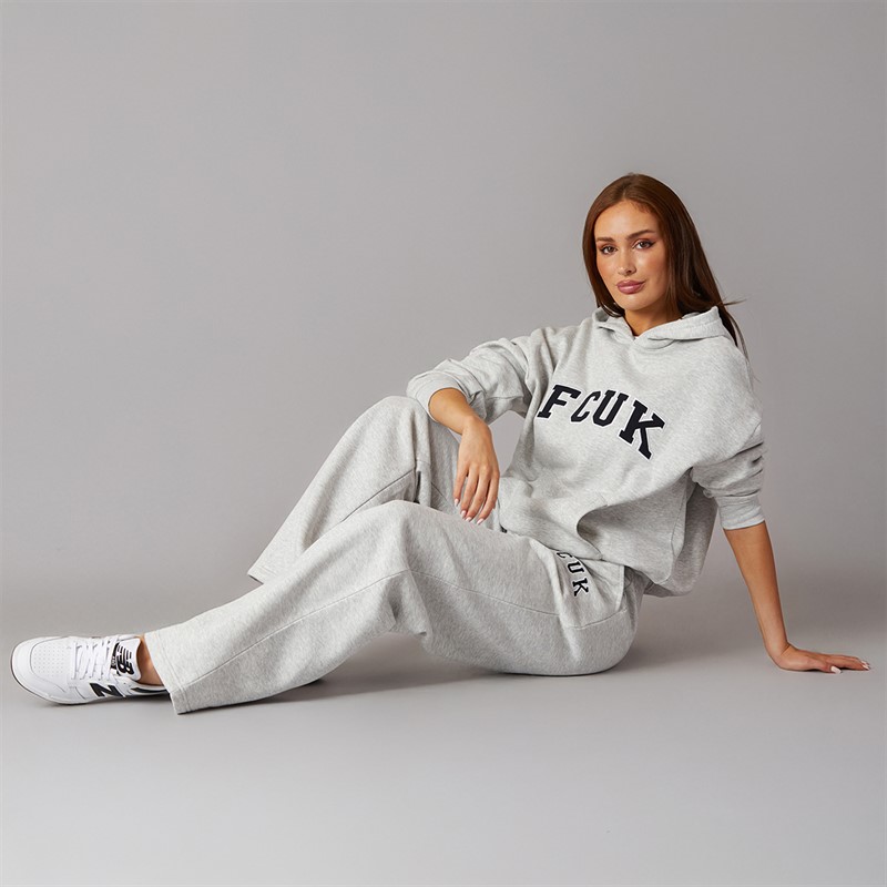 French Connection Womens FCUK Collegiate Joggers Light Grey Melange/Midnight/White Lgt Grey Mel/Midnight/White