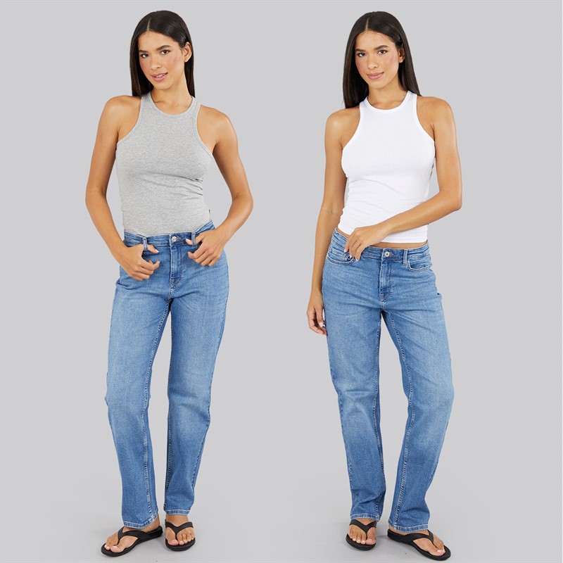 French Connection Womens Two Pack Racer Vests White/Light Grey Melange