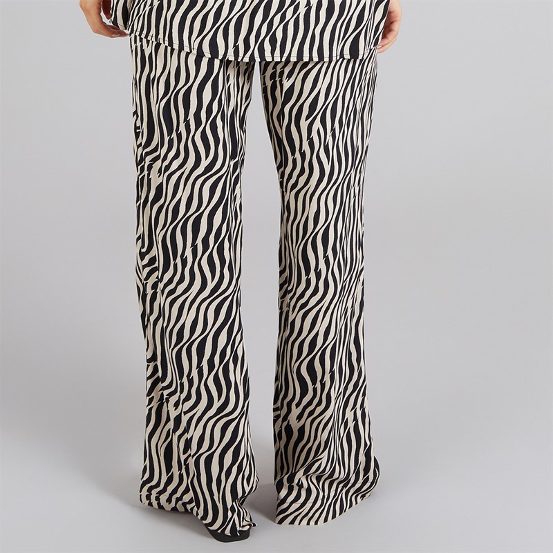 French Connection Womens Tiger Print Trousers Black/Classic Cream