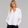 French Connection Womens Crochet Sleeve Shirt Linen White