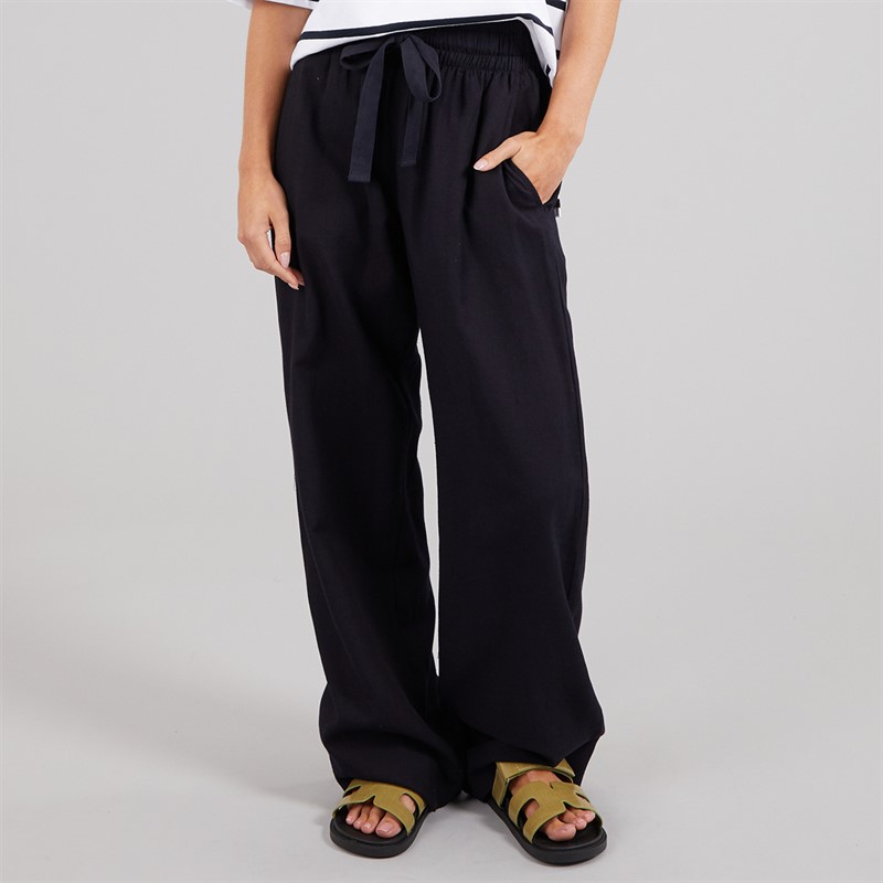 French Connection Womens Linen Tie Trousers Midnight
