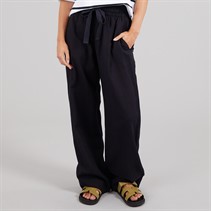 French Connection Womens Linen Tie Trousers Midnight