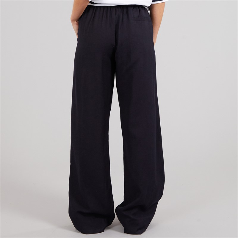 French Connection Womens Linen Tie Trousers Midnight