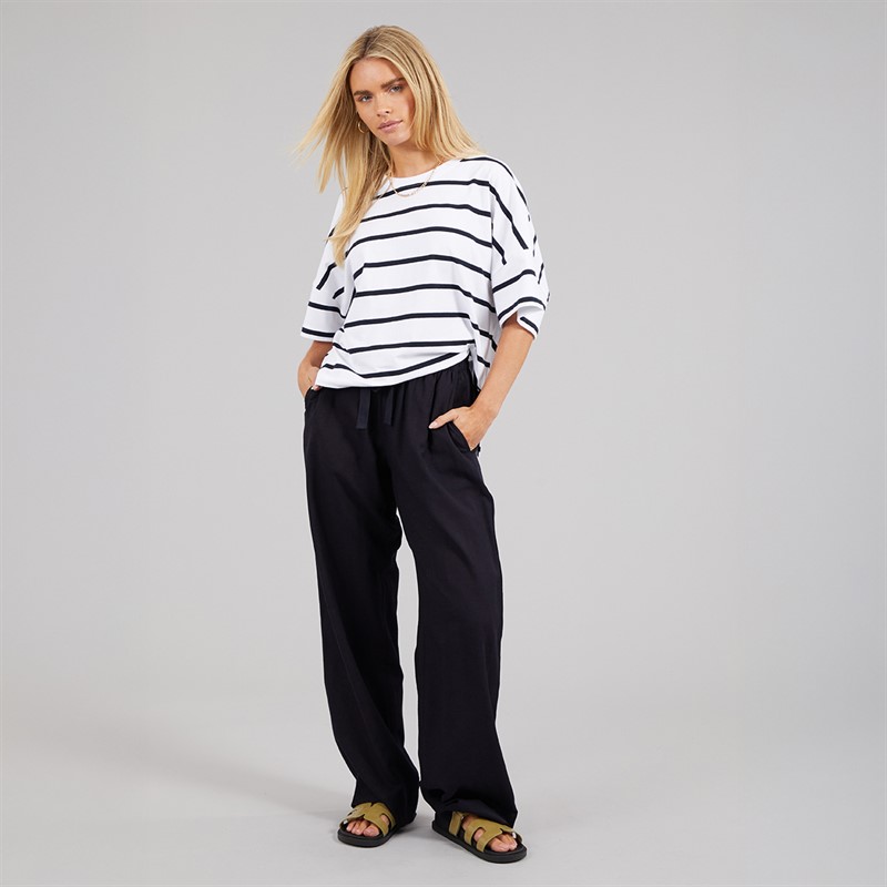 French Connection Womens Linen Tie Trousers Midnight