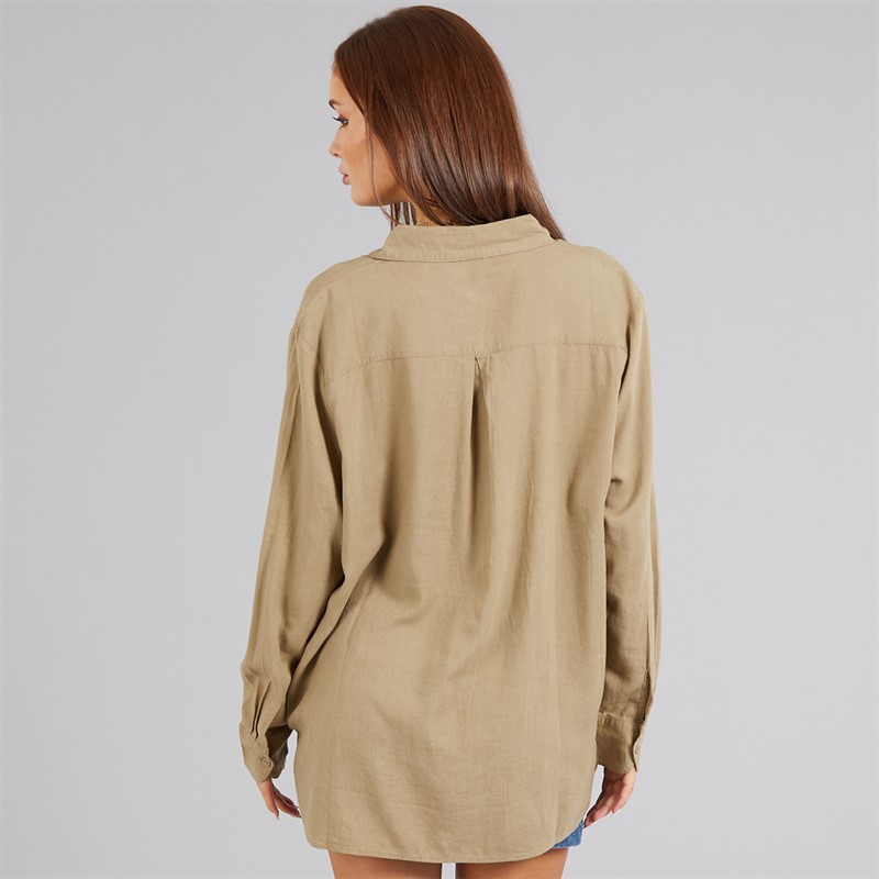 French Connection Womens Linen Popover Shirt Incense