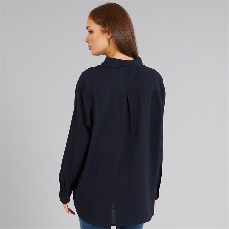 French Connection Womens Linen Popover Shirt Midnight