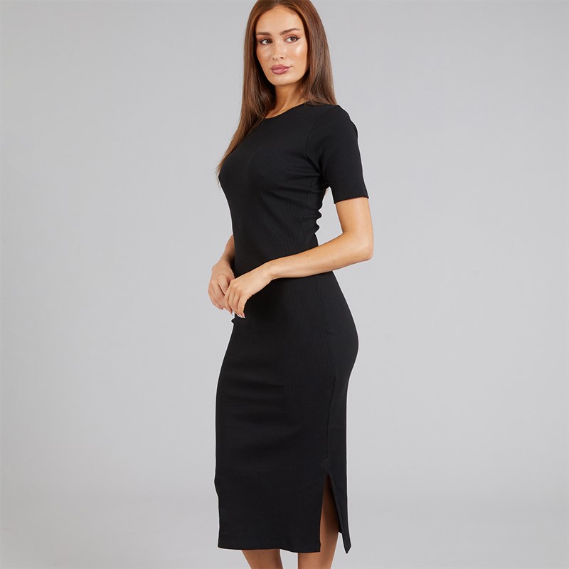 French Connection Womens Ribbed Dress Black