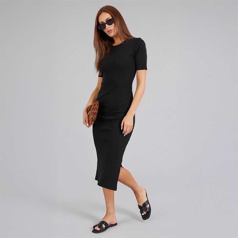 French Connection Womens Ribbed Dress Black
