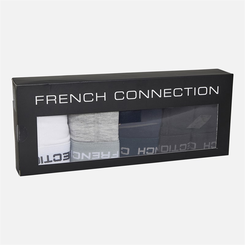 French Connection Mens FC Five Pack Modal Luxury Supersoft Boxers Fc81 Black/White/Light Grey Melange/Black/Marine