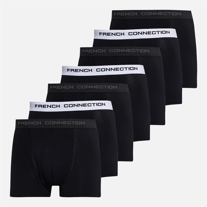 French Connection Mens FC Seven Pack Bamboo Boxers Fc50 Black