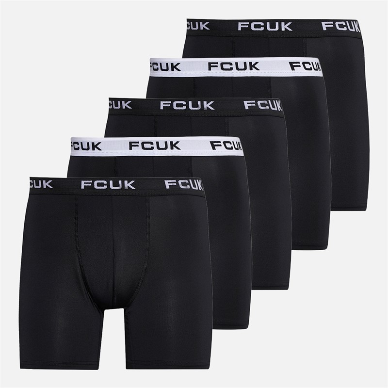 French Connection Mens FCUK Five Pack Performance Boxers Fcuk71 Black