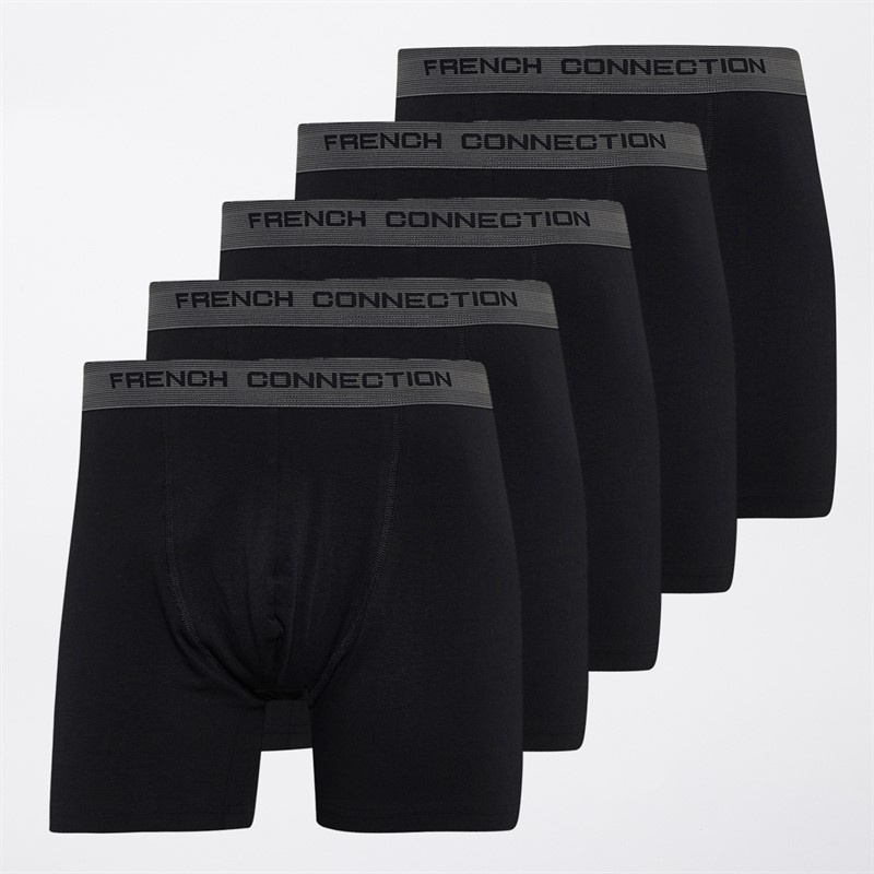 French Connection Mens FC Five Pack Trunks Fc31 Black/Charcoal