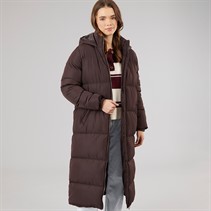French Connection Womens Row Long Puffer Coat Chocolate