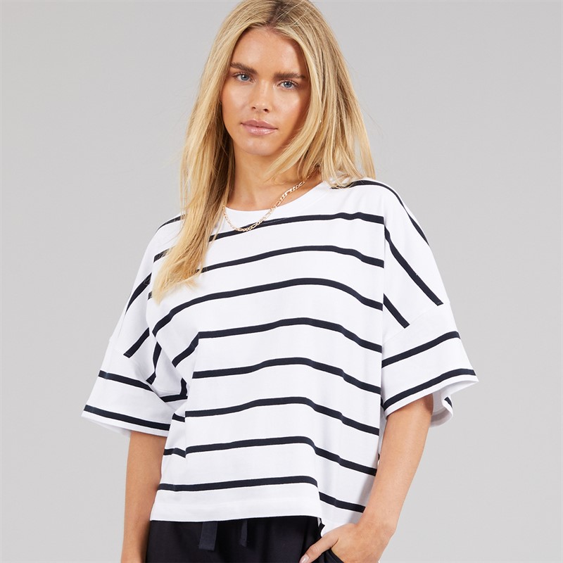 French Connection Womens Stripe T-Shirt White/Midnight