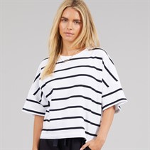 French Connection Womens Stripe T-Shirt White/Midnight