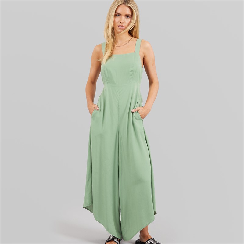 French Connection Womens Bow Back Culotte Jumpsuit Light Sage