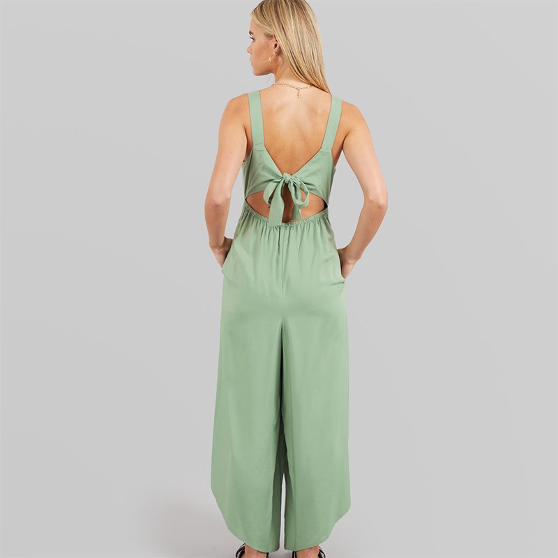 French Connection Womens Bow Back Culotte Jumpsuit Light Sage