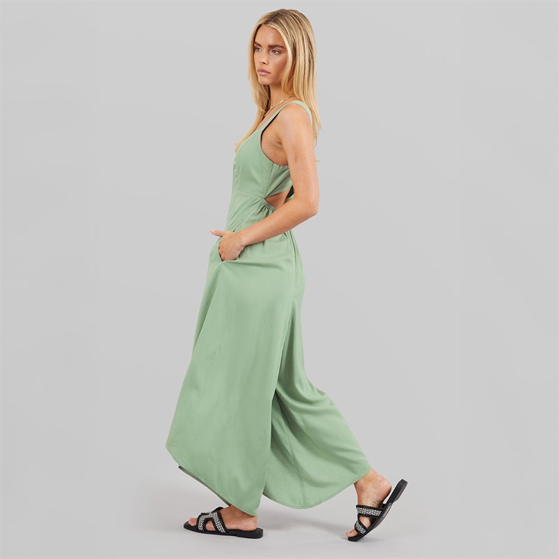 French Connection Womens Bow Back Culotte Jumpsuit Light Sage