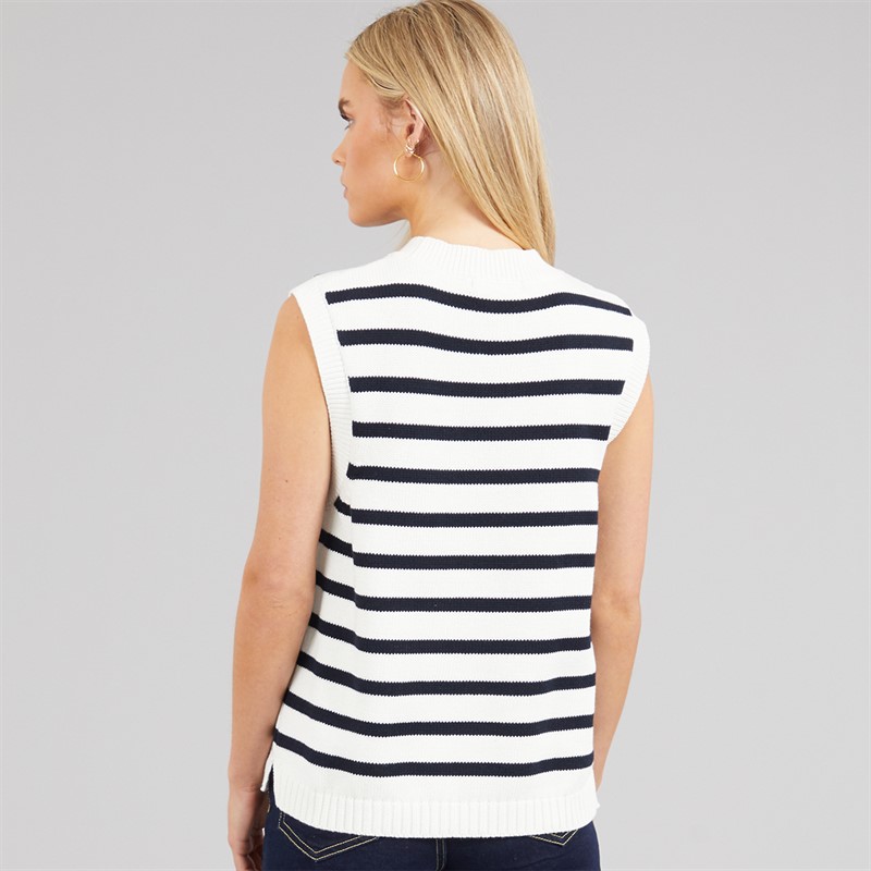 French Connection Womens Oversized Stripe Tank Top Ecru/Midnight
