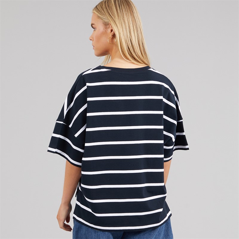 French Connection Womens Stripe T-Shirt Midnight/White