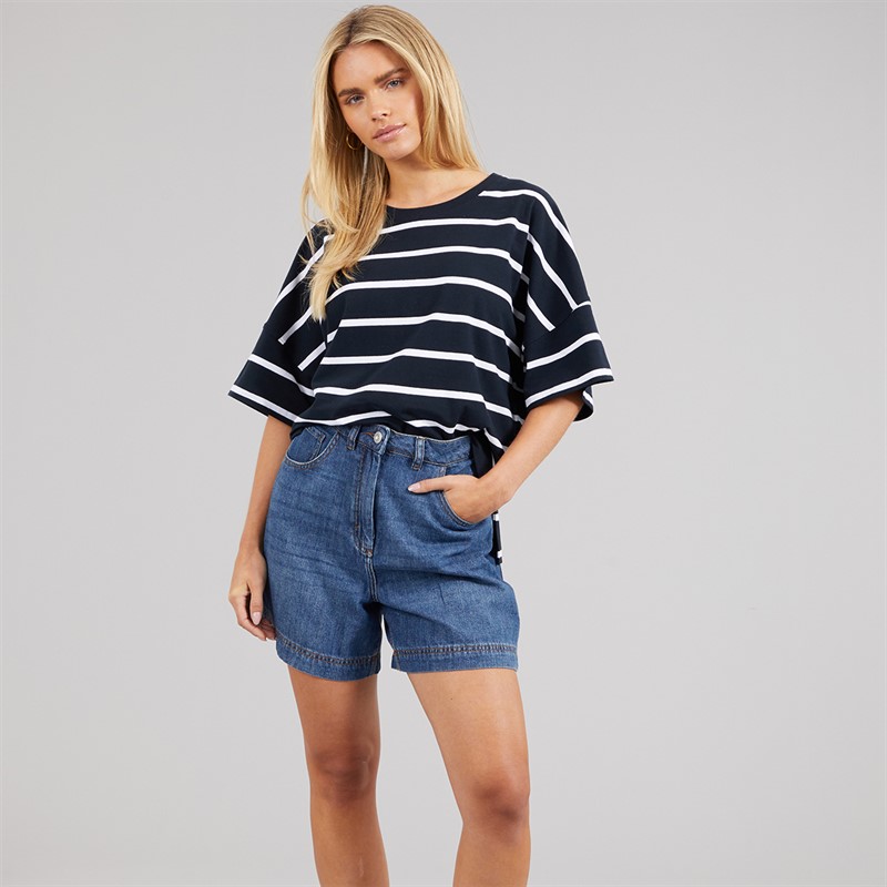 French Connection Womens Stripe T-Shirt Midnight/White