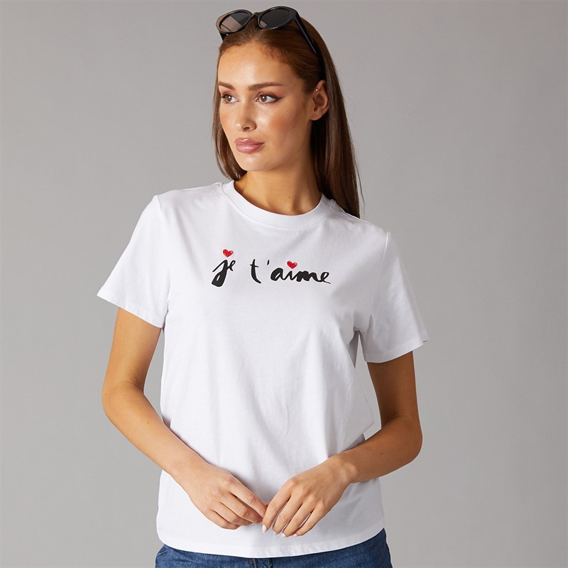 French Connection Womens FC Je T-aime T-Shirt White