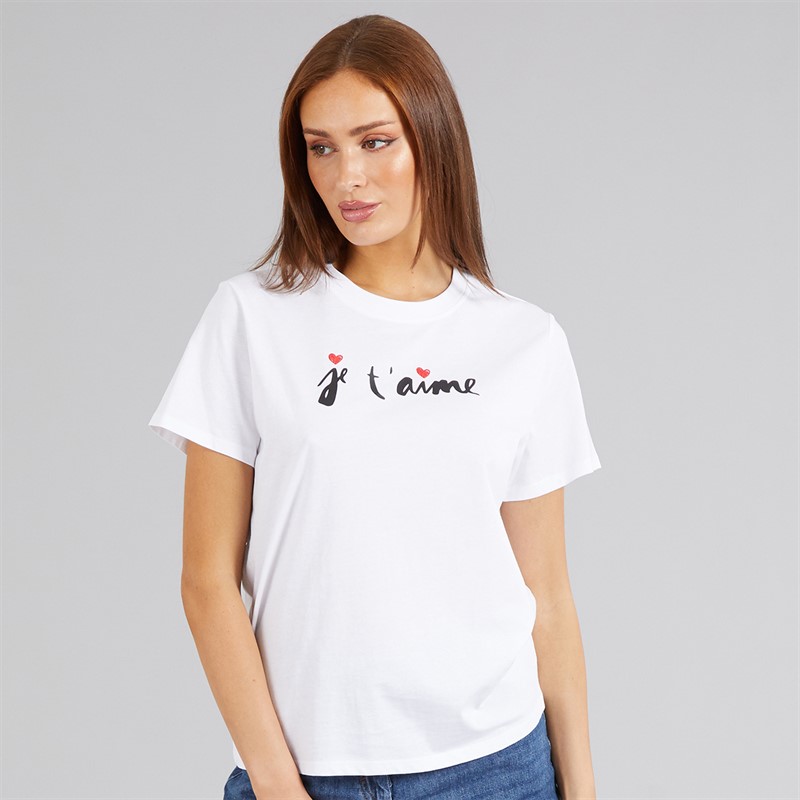 French Connection Womens FC Je T-aime T-Shirt White