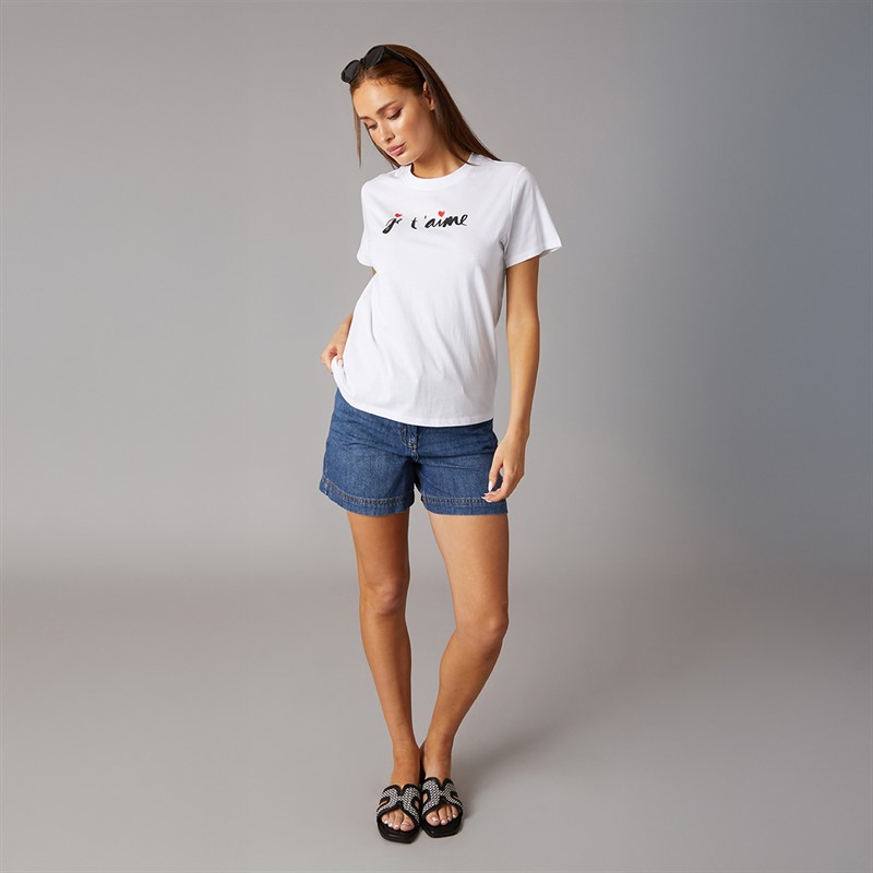 French Connection Womens FC Je T-aime T-Shirt White
