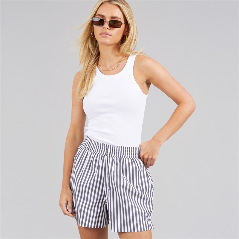 French Connection Womens Poplin Stripe Shorts Midnight/White