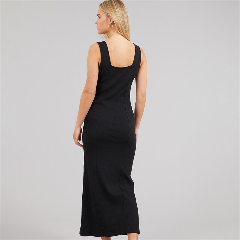 French Connection Womens Square Neck Ribbed Dress Black