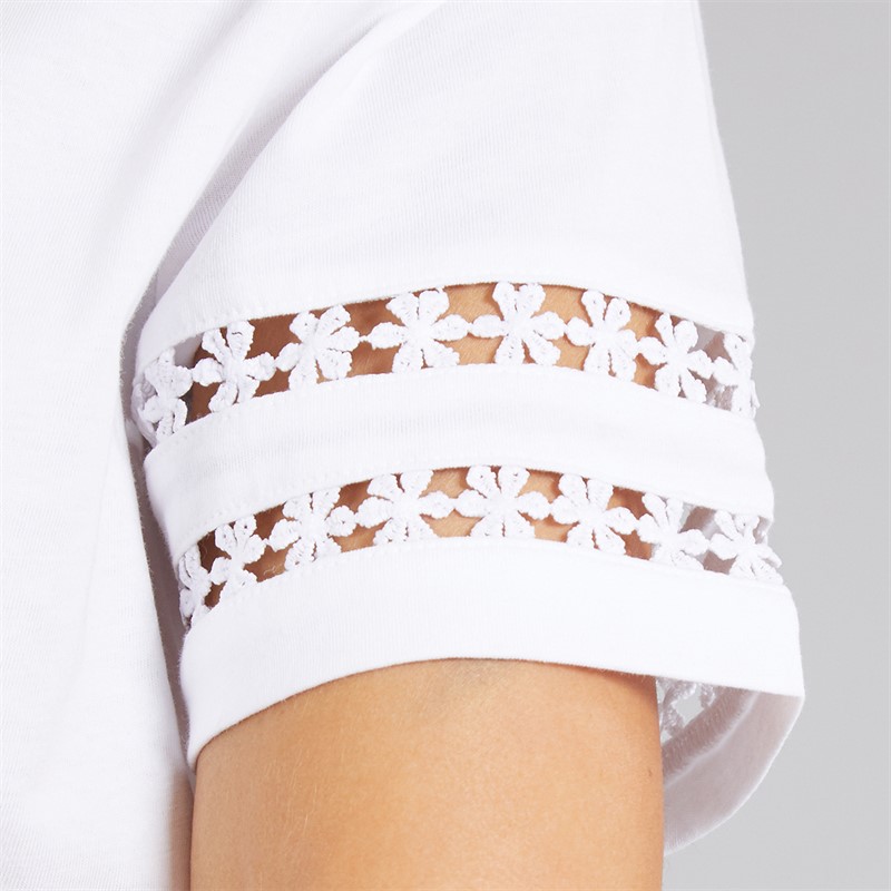 French Connection Womens Crochet T-Shirt White