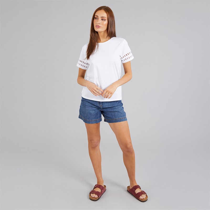 French Connection Womens Crochet T-Shirt White