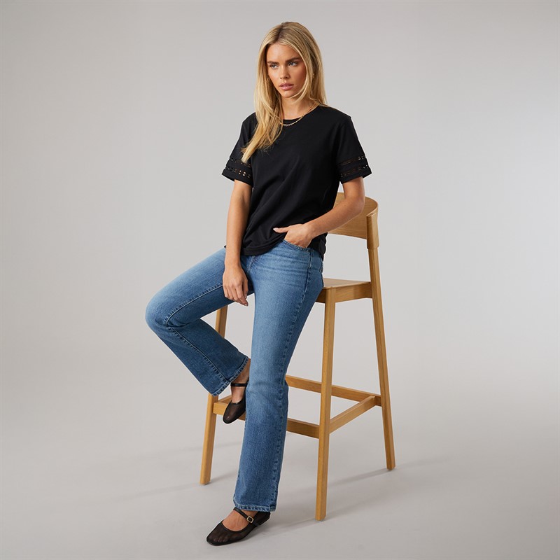 French Connection Womens Crochet T-Shirt Black