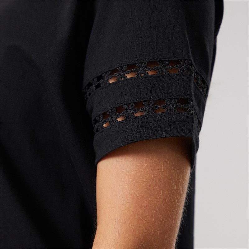 French Connection Womens Crochet T-Shirt Black